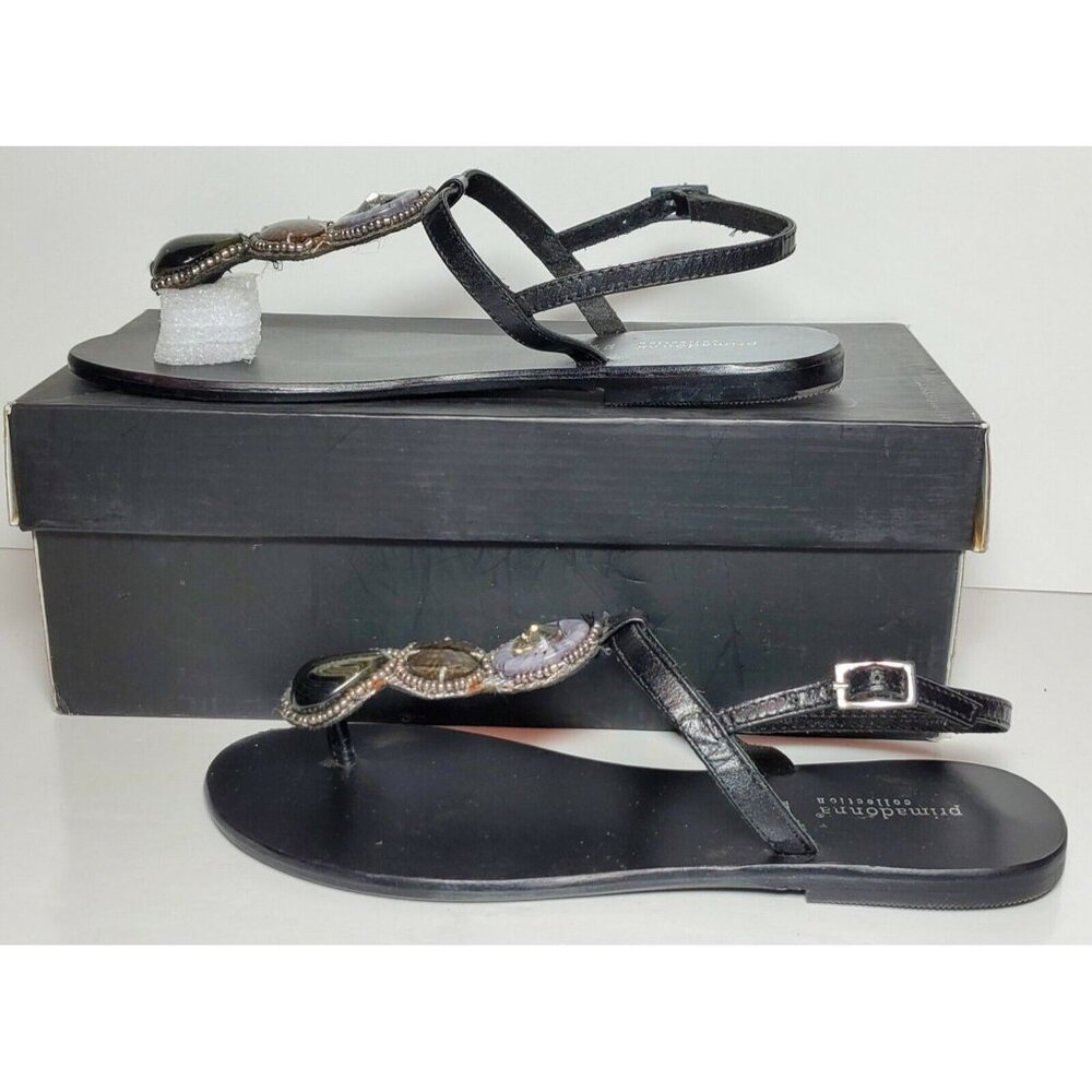 PRIMADONNA COLLECTION WOMEN SANDALS SIZE EURO 38 NEW IN BOX BLACK W/ BEADS 99010